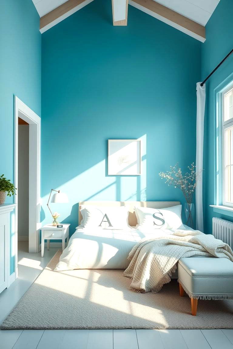 Fresh and Airy Sky Blue and White - 24 Bedroom Painting Ideas With Two Colors