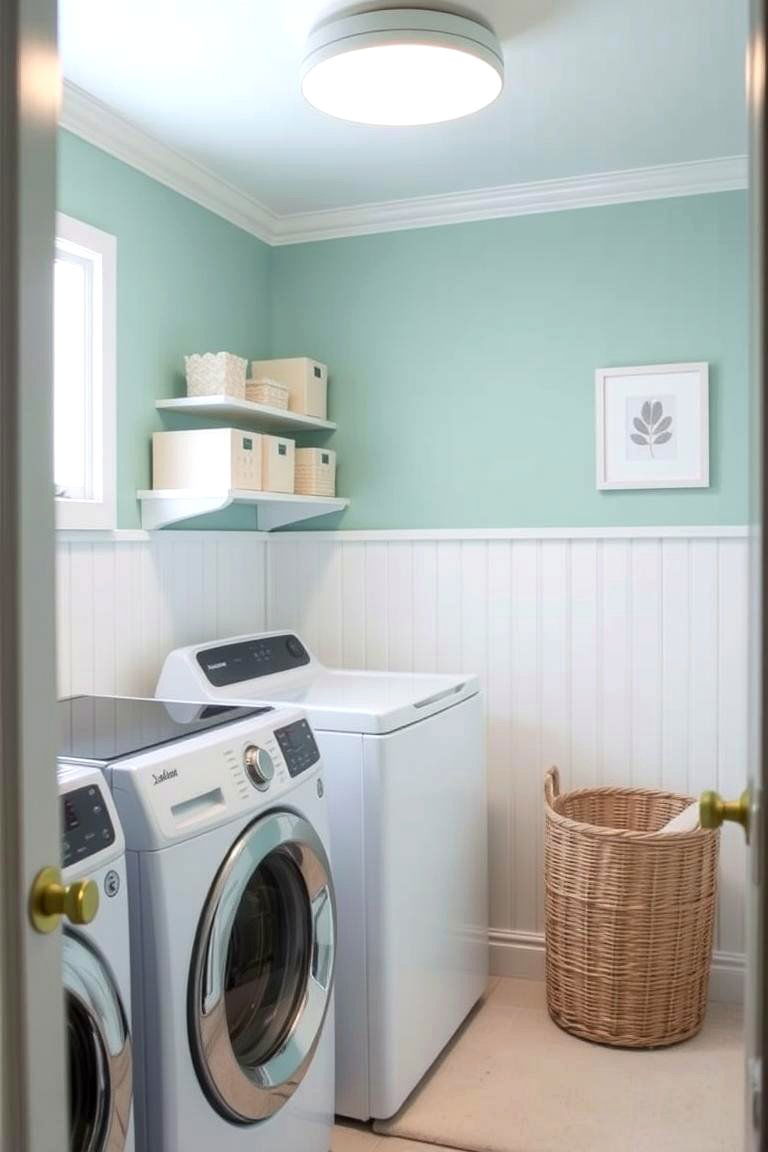Fresh and Clean Seafoam Green - 24 Laundry Room Paint Ideas