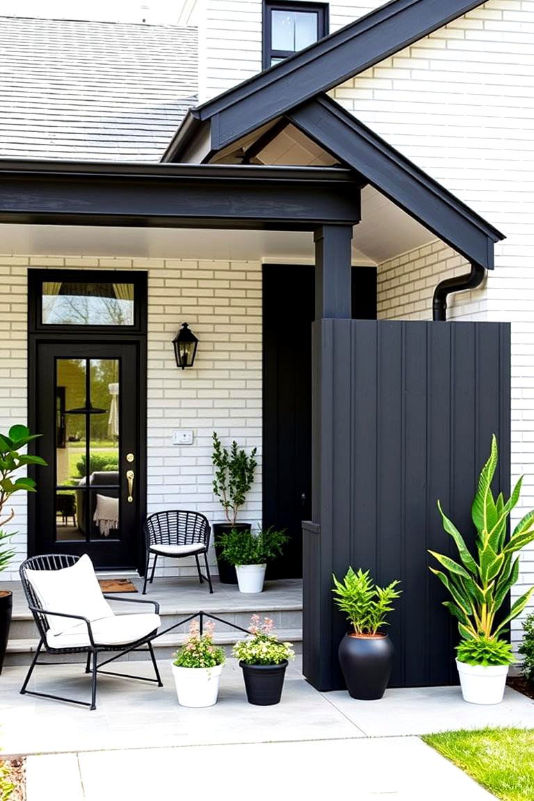 Front Door Styles and Welcoming Colors - 24 White Brick House With Black Trim