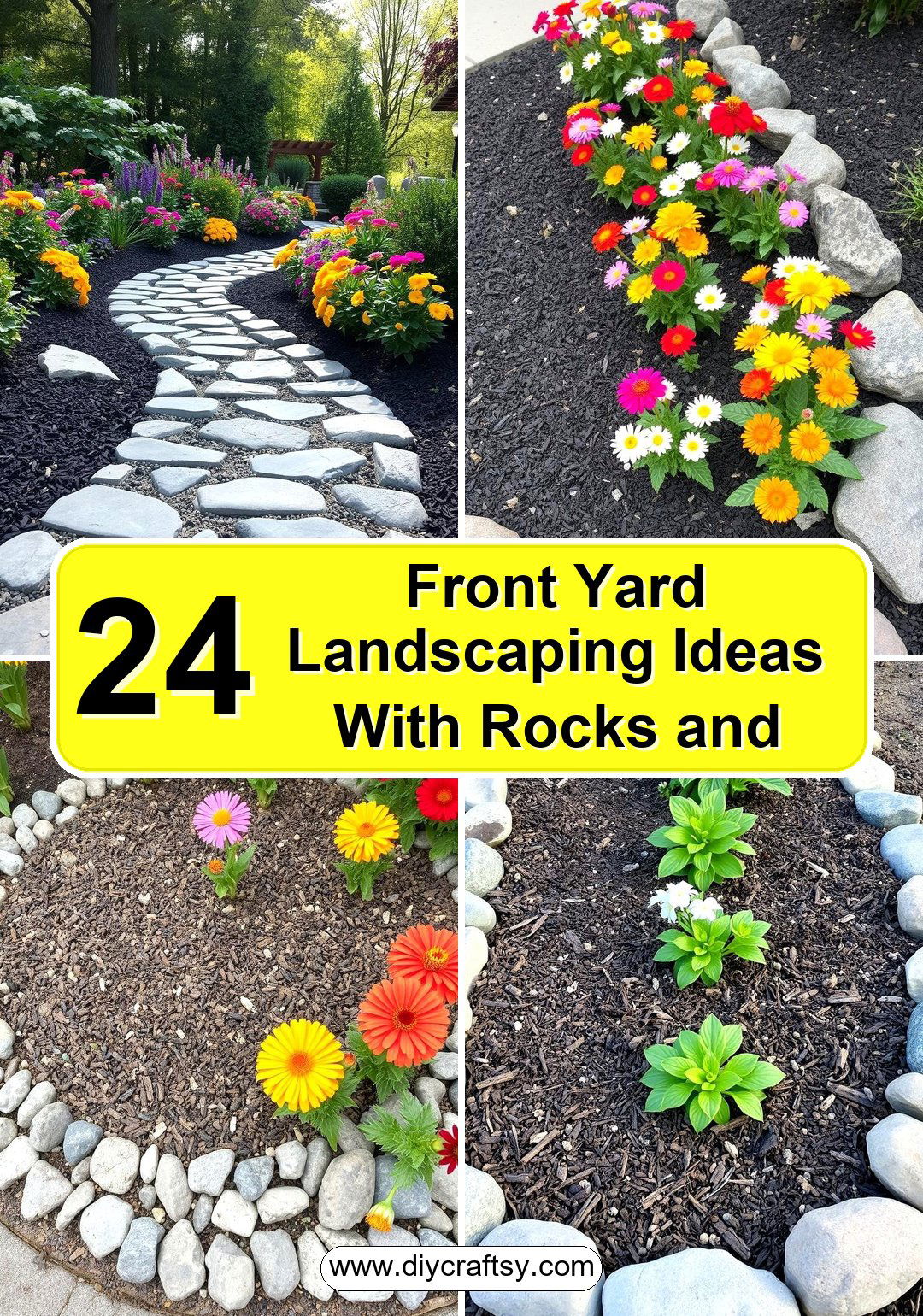 Front Yard Landscaping Ideas With Rocks and Mulch