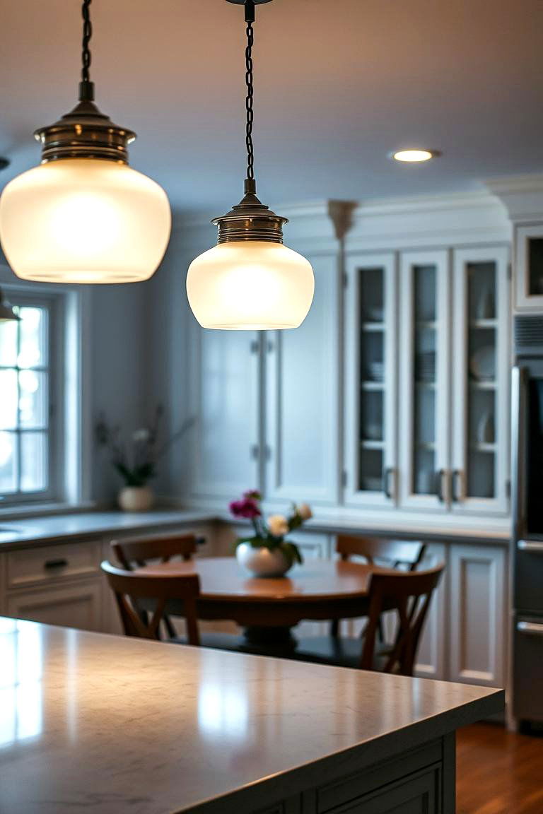 Frosted Glass Fixtures for Soft Even Light - 24 Small Kitchen Lighting Ideas