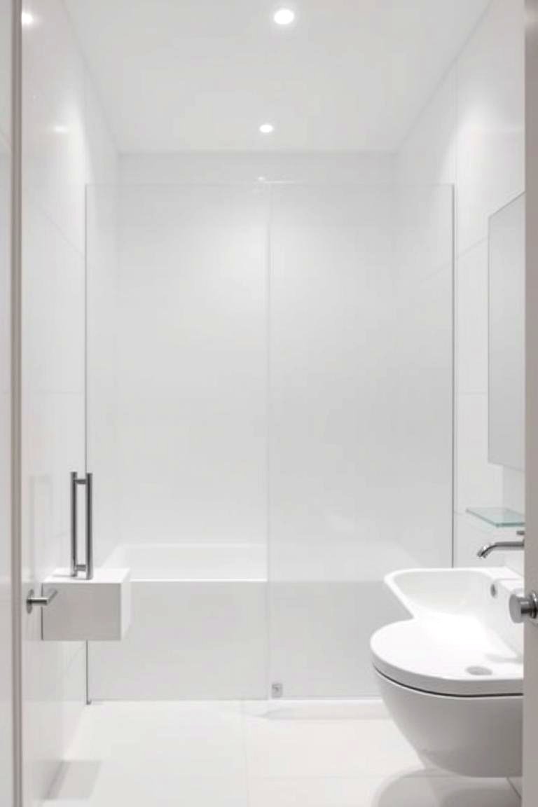 Frosted Glass Partitions - 24 Small White Bathroom Ideas