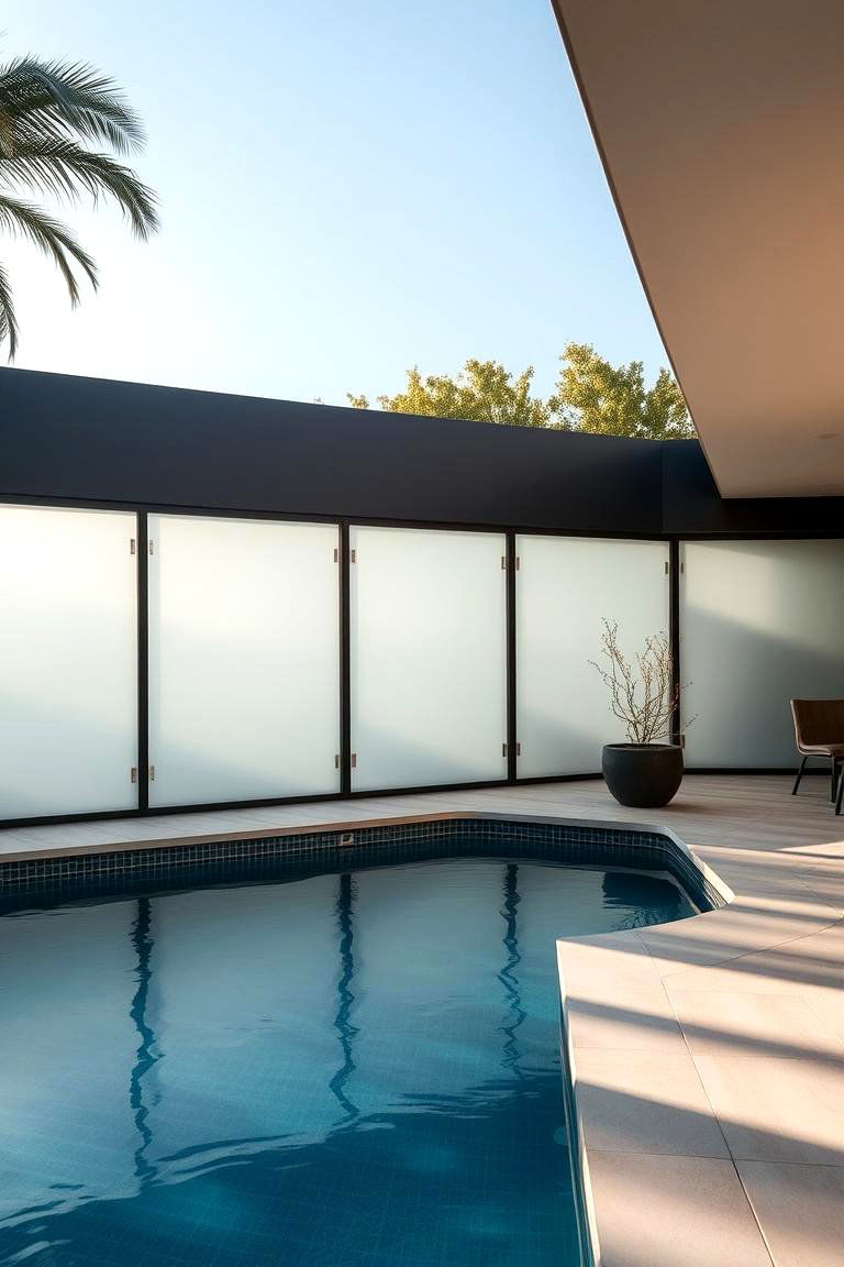 Frosted Glass Partitions - 24 Pool Privacy Ideas