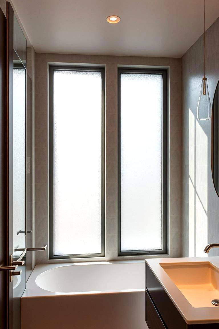 Frosted Glass for Privacy - 24 Bathroom Window Treatment Ideas