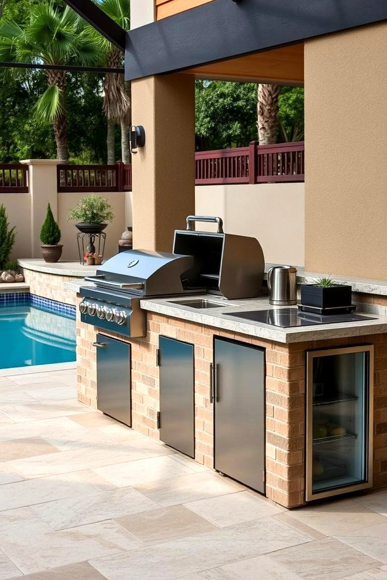 Fully Equipped Outdoor Kitchen - 24 Pool Landscaping Ideas