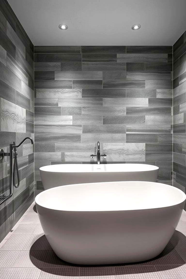 Fully Tiled Grey Bathroom for a Spa Like Feel - 24 Grey Bathroom Ideas