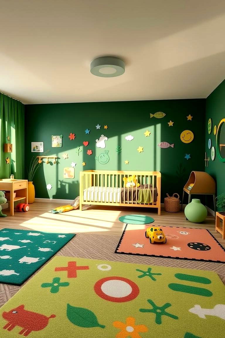 Fun Dark Green Play Area Decor - 24 Dark Green Nursery Ideas