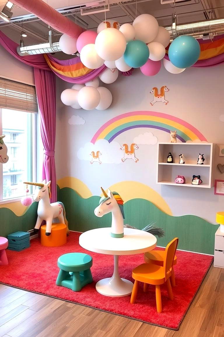 Fun Interactive Zones - 24 Unicorn Bedroom Ideas