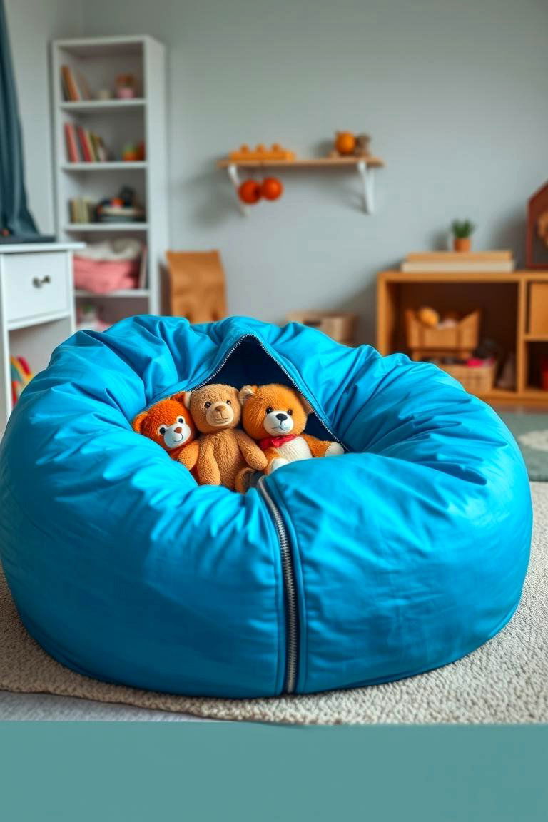 Fun and Functional Beanbag Chairs with Storage - 24 Playroom Storage Ideas