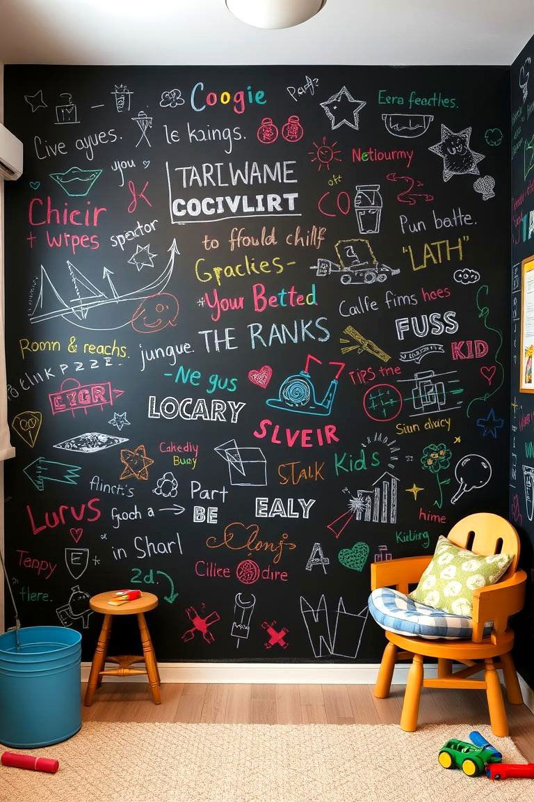 Fun and Functional Chalkboard Wall - 24 Kids Room Paint Ideas