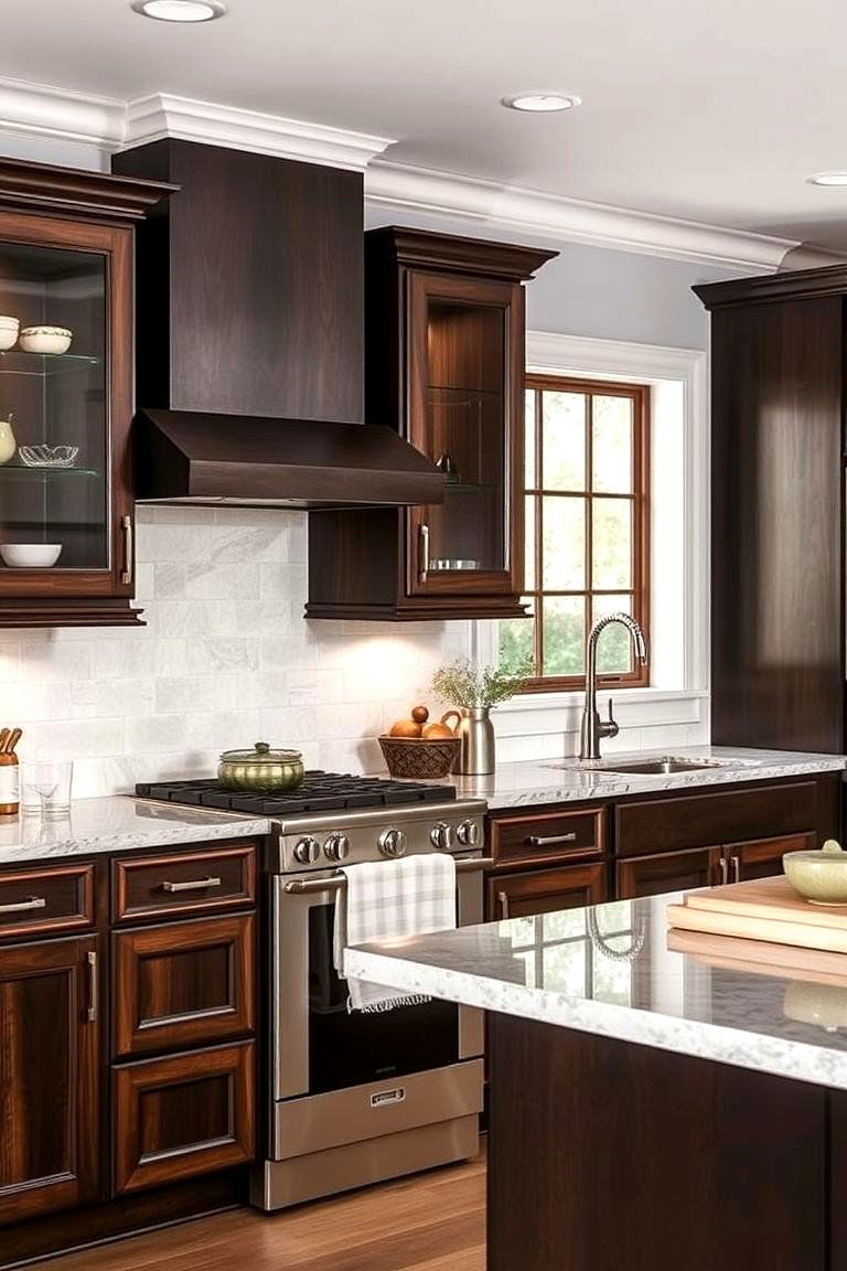 Functional Aesthetics for Everyday Living - 24 Dark Wood Kitchen Cabinets
