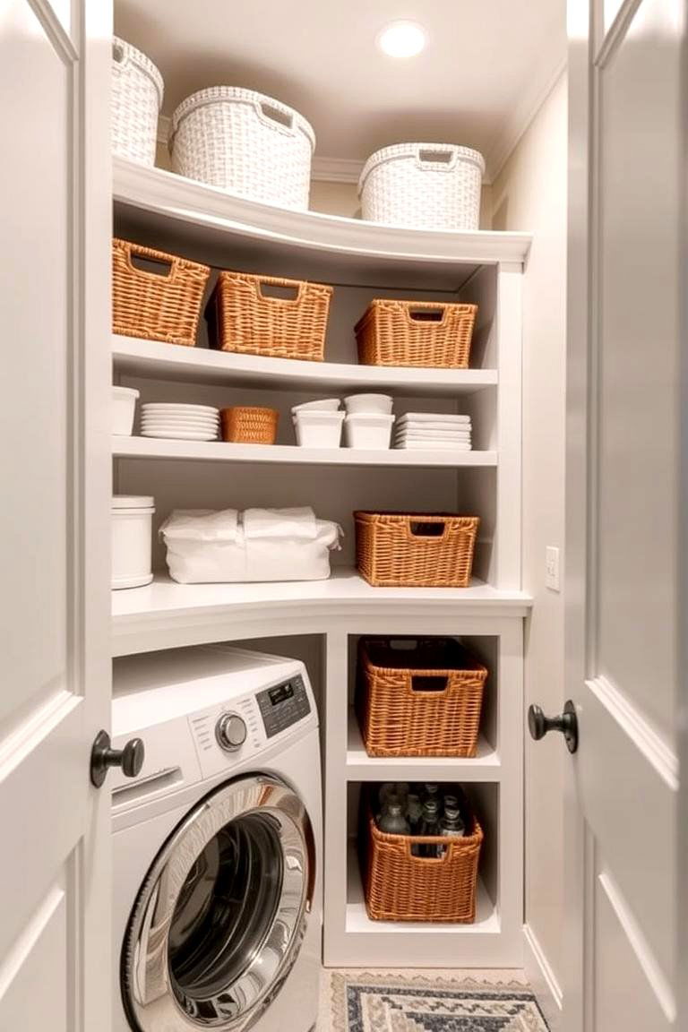 Functional Basket Shelves - 24 Laundry Room Shelving Ideas