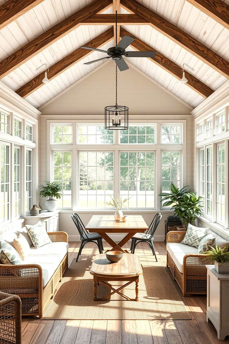 Functional Farmhouse Layout - 24 Farmhouse Sunroom Ideas