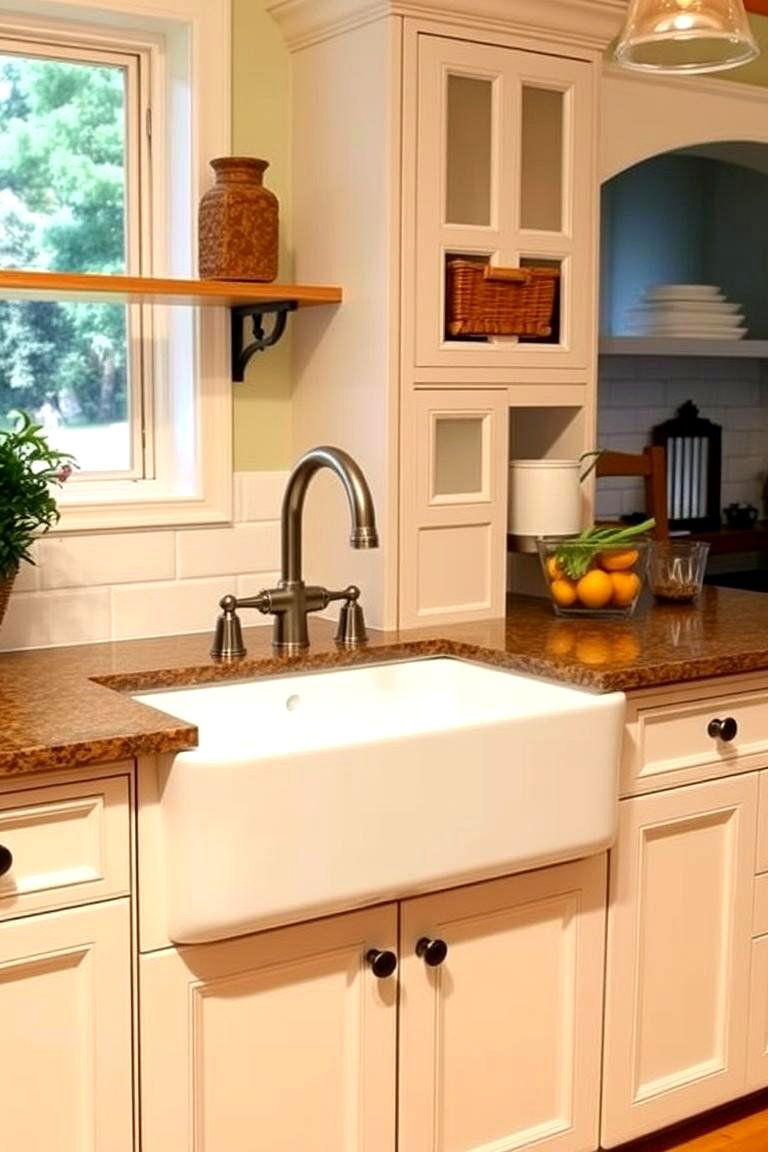 Functional Farmhouse Sink - 24 Cozy Kitchen Ideas
