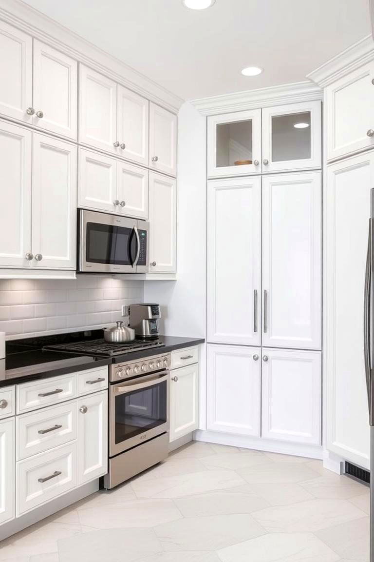 Functional Layout with Stylish Detailing - 24 white kitchen with black countertops ideas