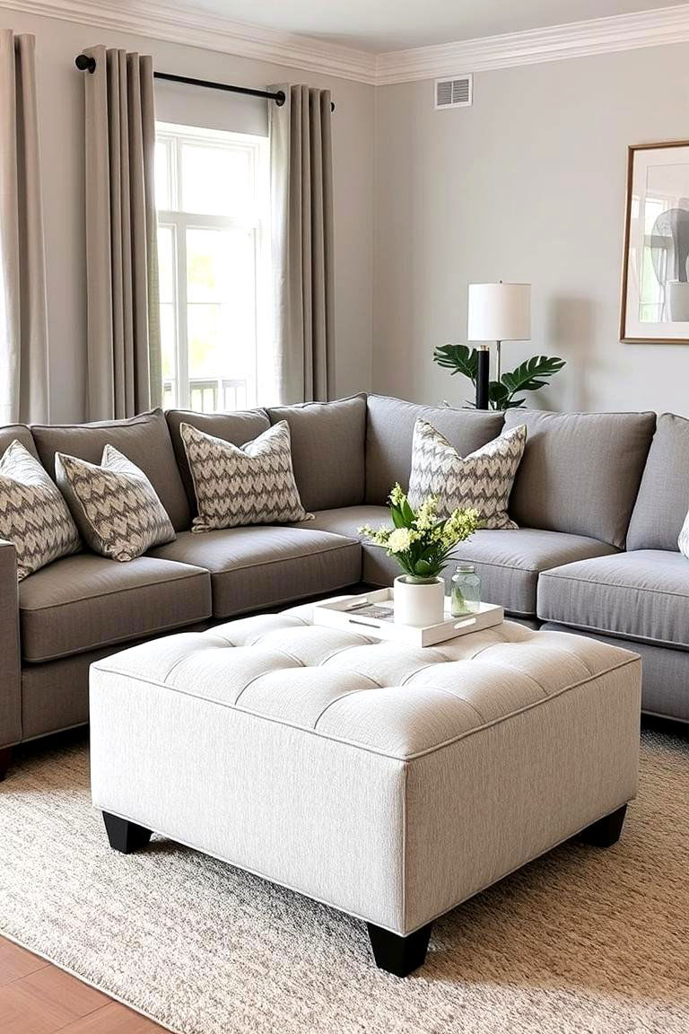 Functional Ottoman Addition - 24 Grey Couch Living Room Ideas