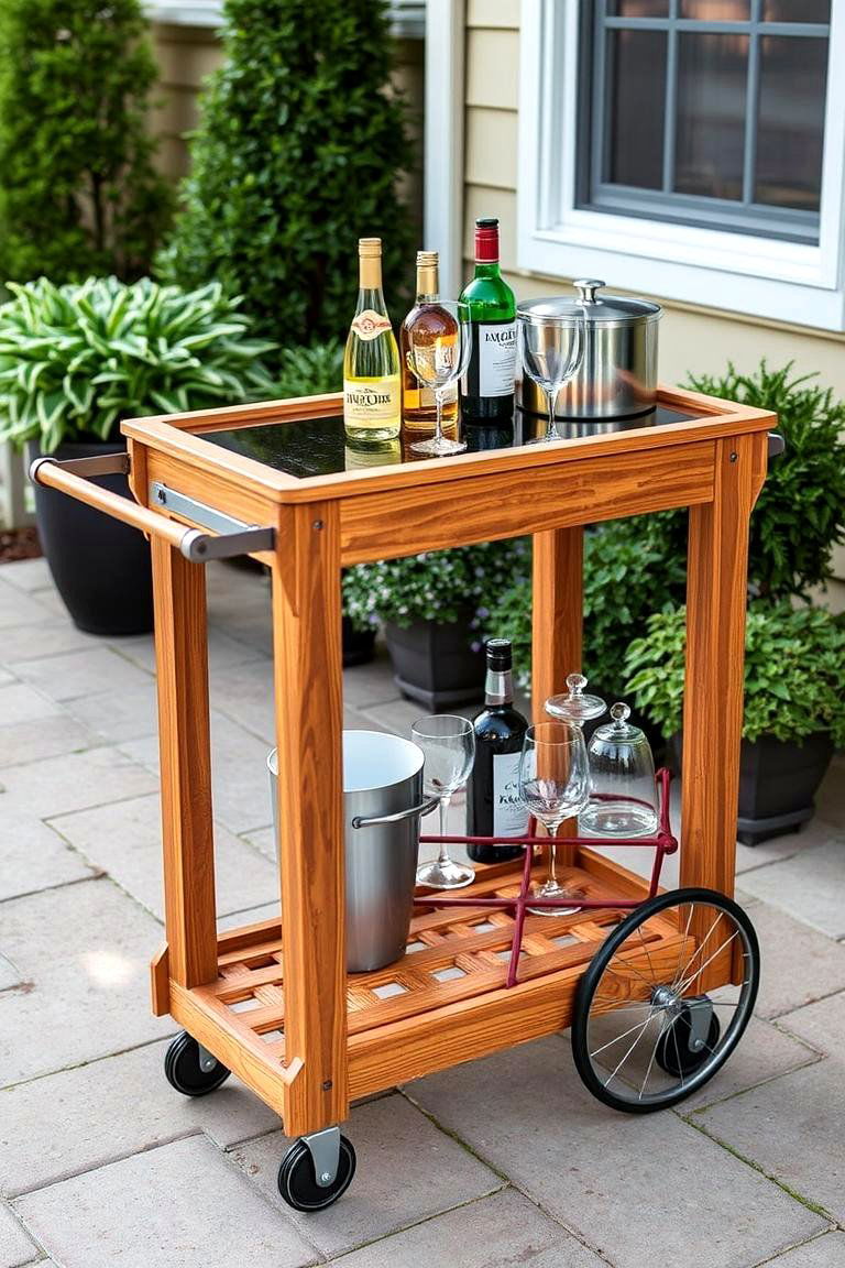 Functional Outdoor Bar Cart - 24 Patio Furniture Ideas