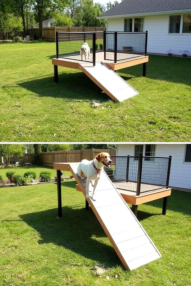 Functional Raised Dog Fence with Ramp - 24 Dog Fence Ideas