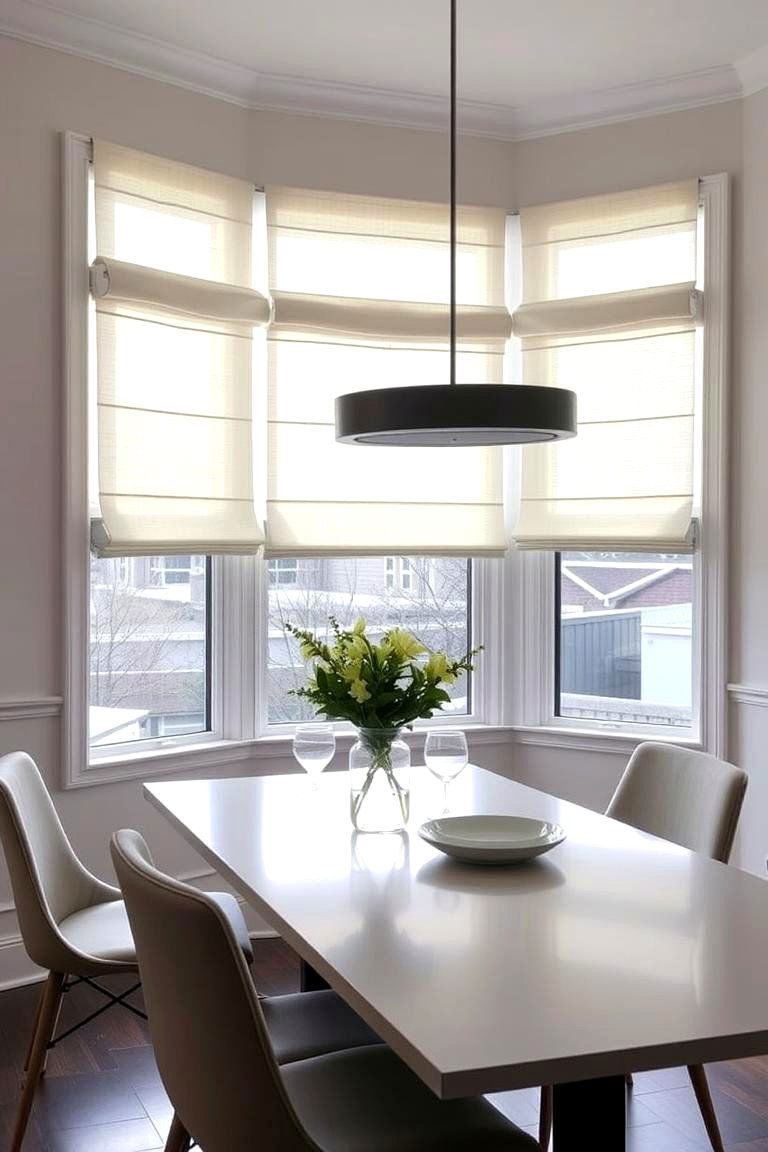 Functional Roman Shades - 24 Dining Room Curtain Ideas