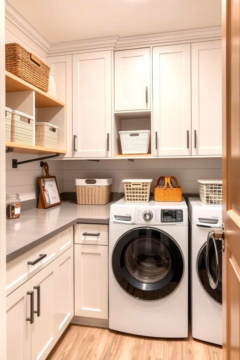 Functional Shiplap Storage Cabinets - 24 Shiplap Laundry Room Ideas