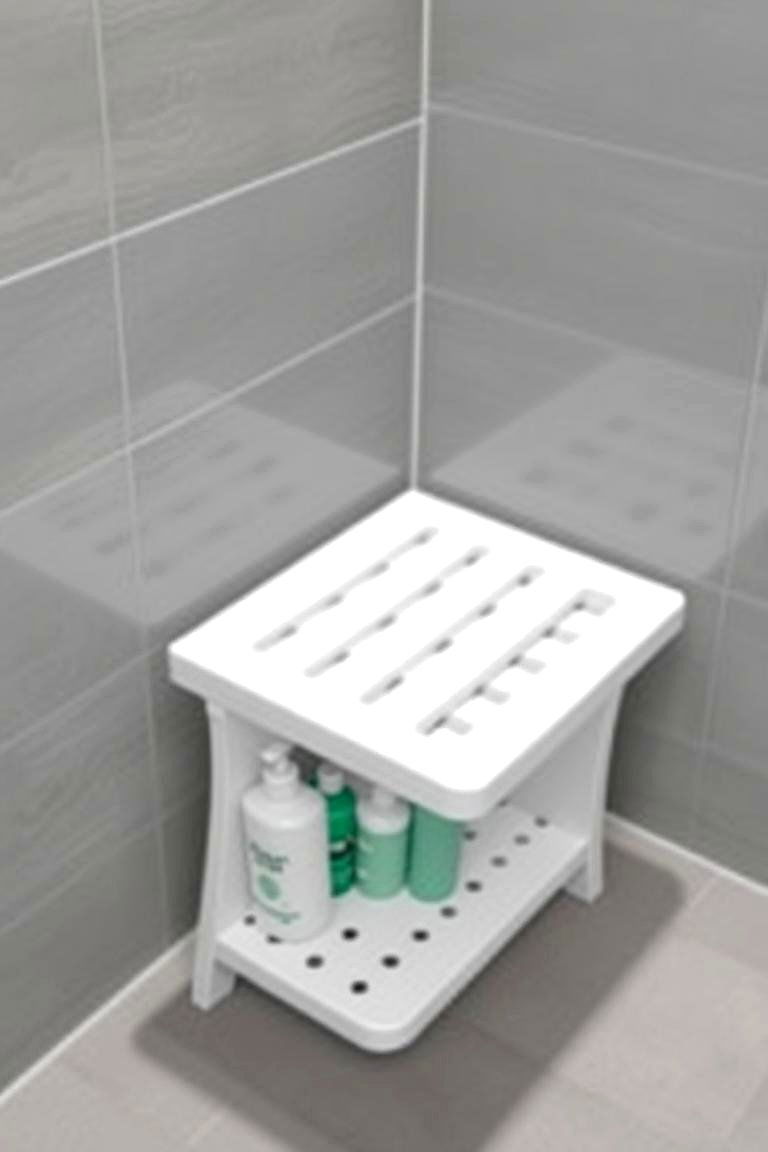 Functional Shower Bench with a Shelf - 24 Shower Bench Ideas