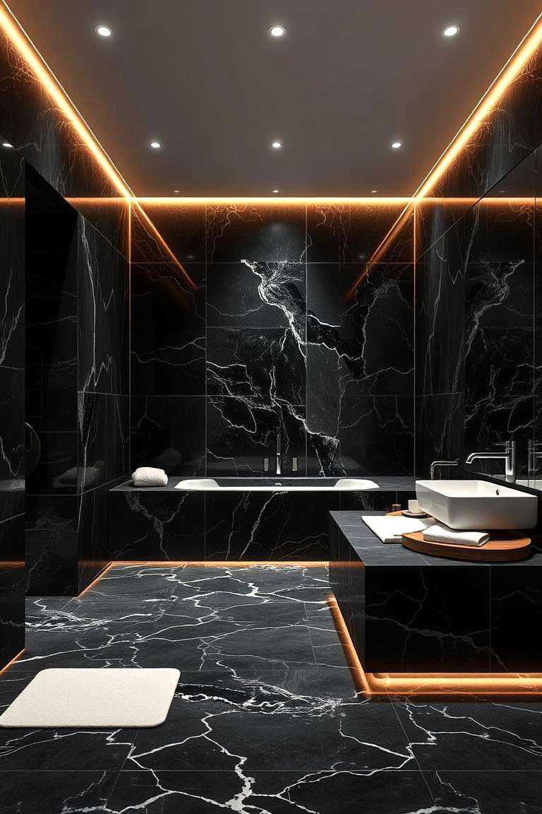 Functional Spa Like Retreat - 24 Black Marble Bathrooms