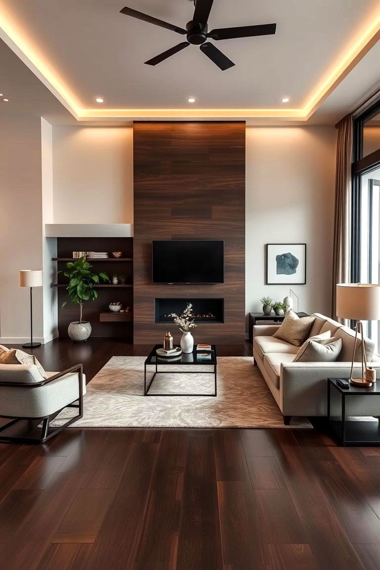 Functional Spaces with Timeless Elegance - 24 Dark Brown Floor Living Room Ideas