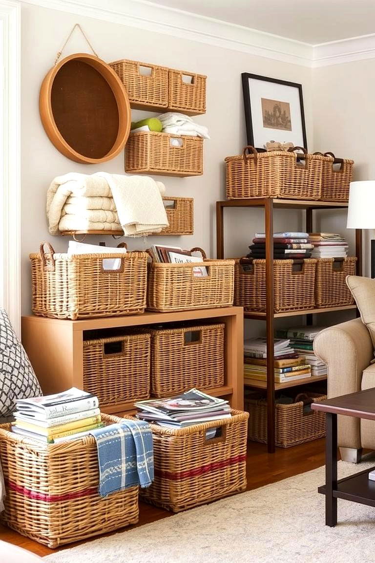 Functional Storage Baskets - 24 Living Room Furniture Ideas
