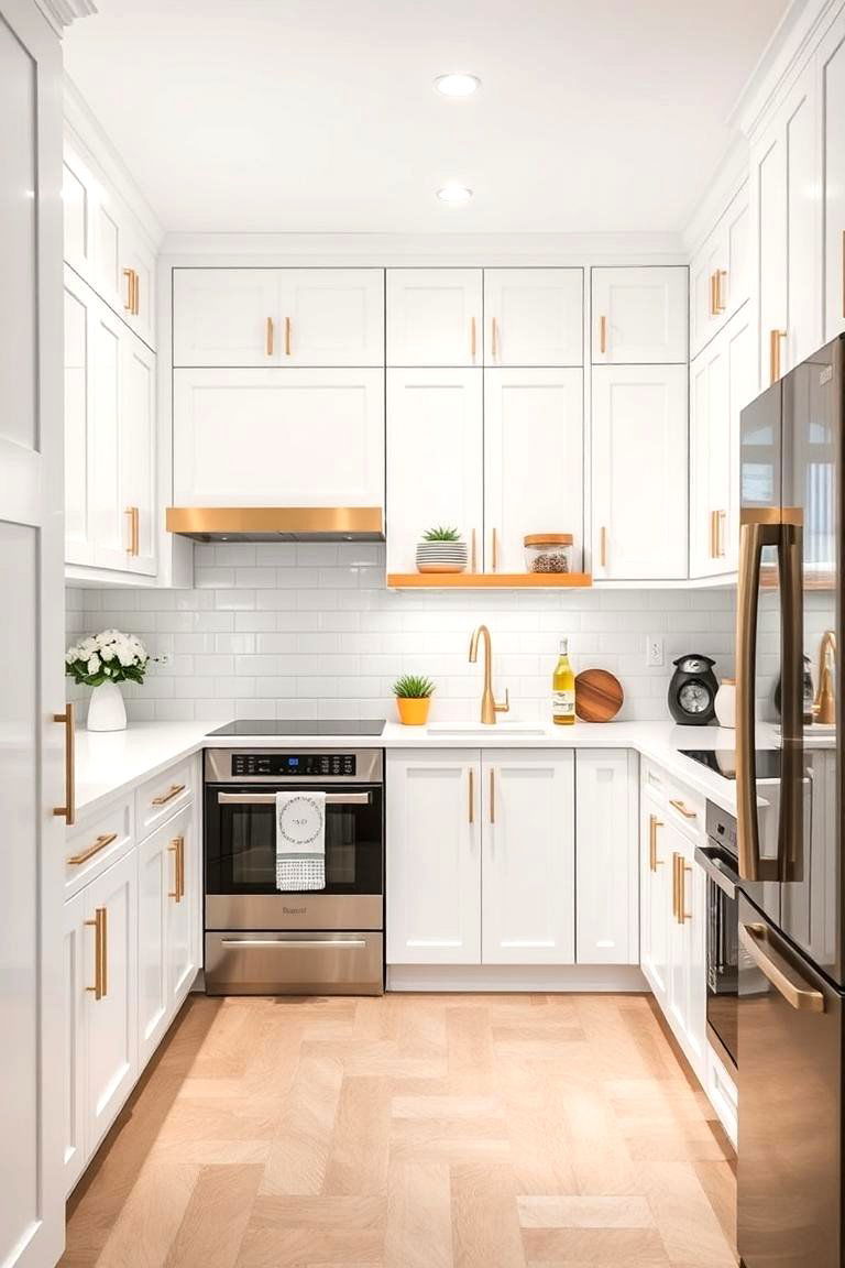 Functional White and Gold Kitchen Layouts - 24 White and Gold Kitchen Ideas