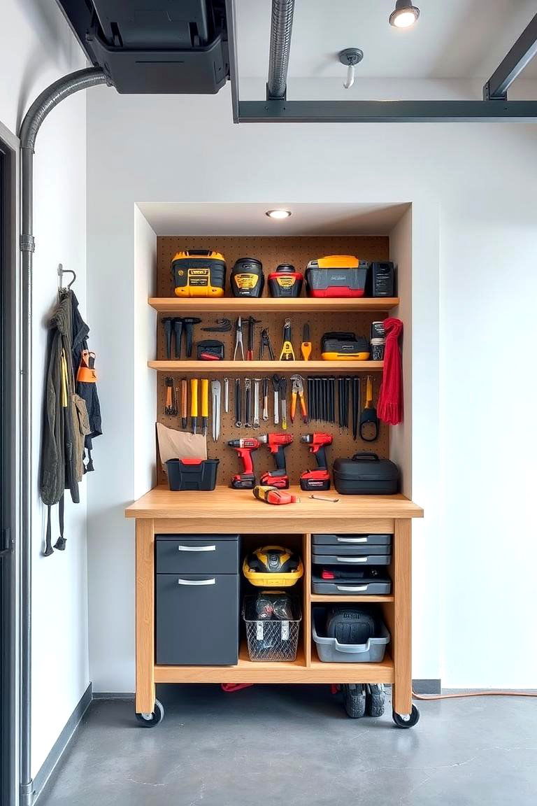 Functional Workbench and Tool Station - 24 Garage Entryway Ideas
