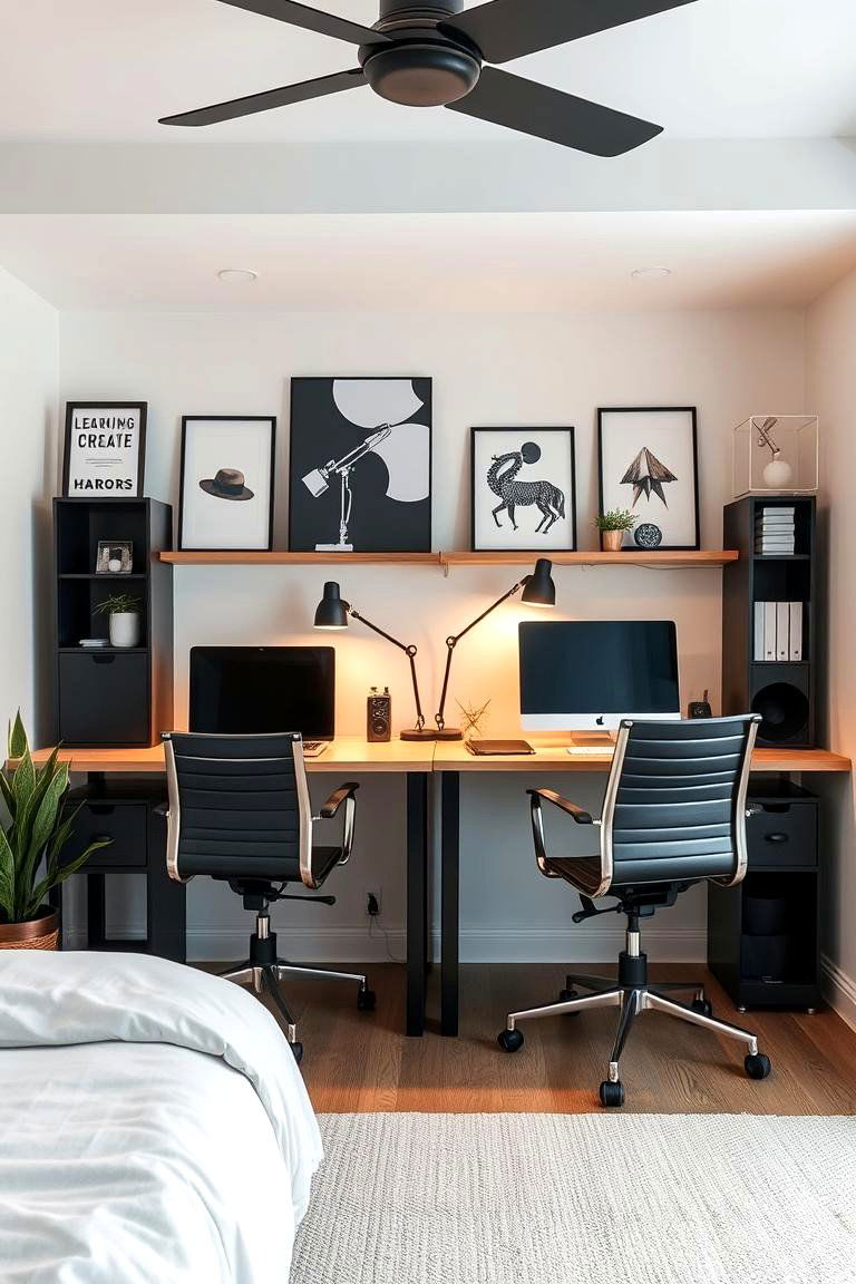 Functional Workspace Nook - 24 Industrial Bedroom Ideas