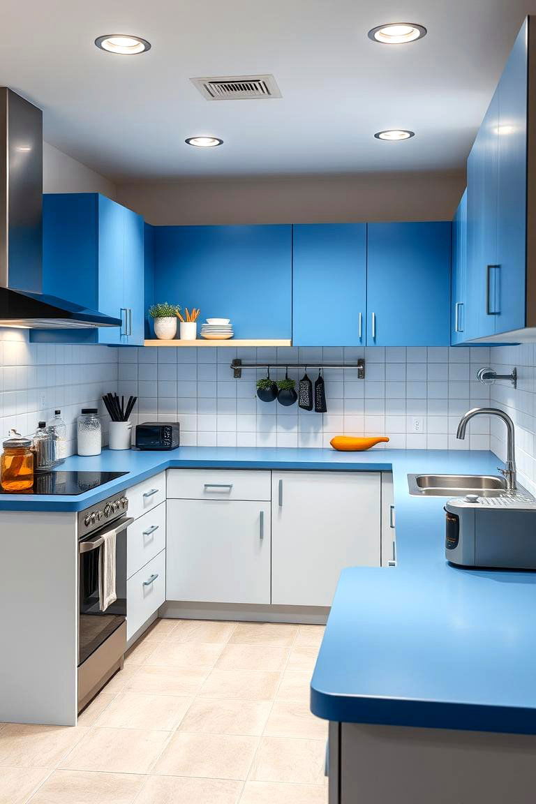 Functional Workspace - 24 kitchens with blue countertops