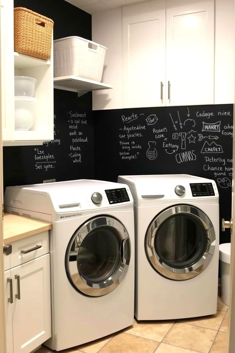Functional and Fun Chalkboard Paint Wall - 24 Laundry Room Paint Ideas