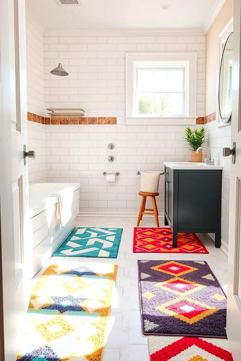 Funky Floor Mats and Rugs - 24 Boho Bathroom Ideas