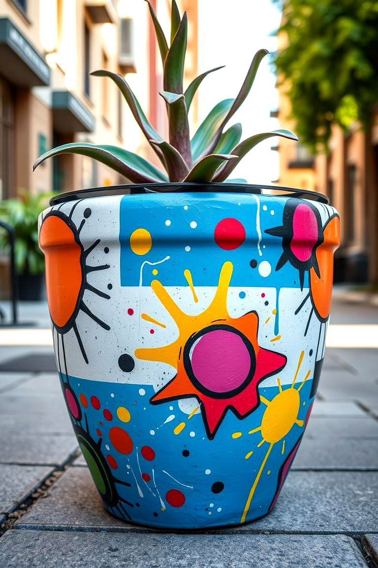 Funky Pop Art Painted Pot - 24 Painted Pot Ideas