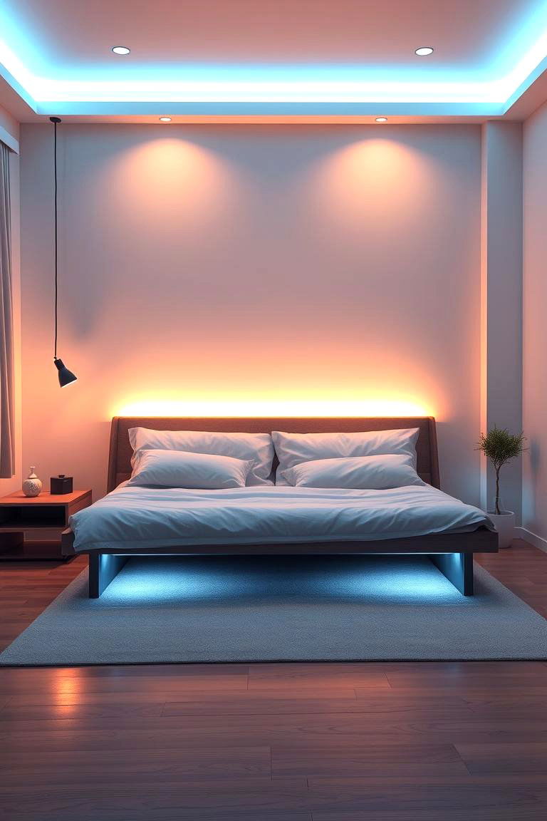Futon with Ambient Lighting - 24 Futon Bedroom Ideas