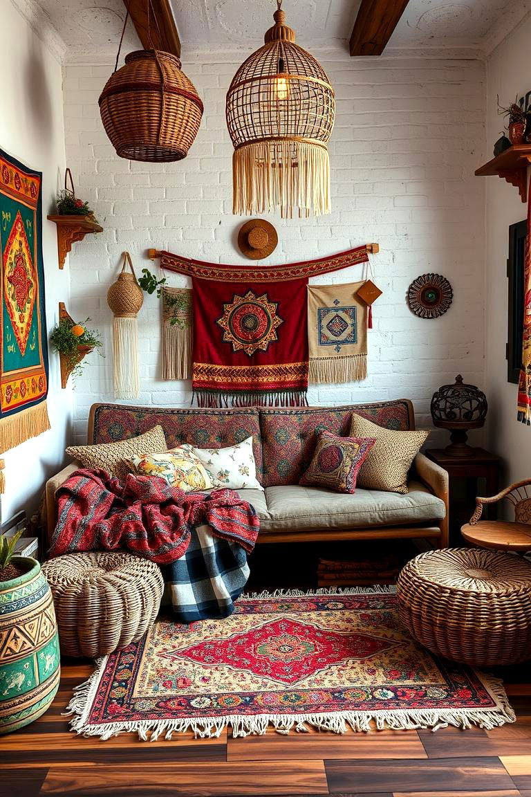 Futon with Cozy Bohemian Decor - 24 Futon Bedroom Ideas