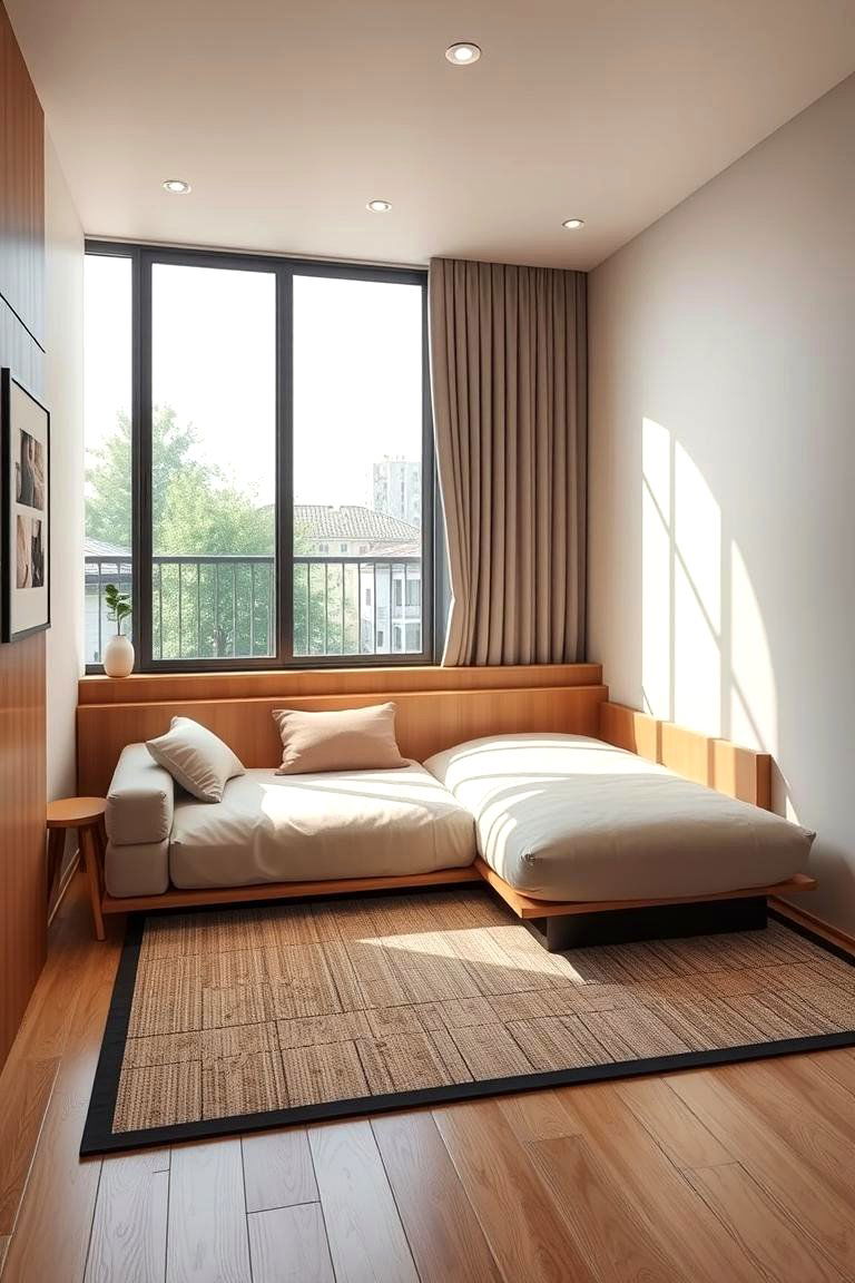 Futon with Multi functional Layout - 24 Futon Bedroom Ideas