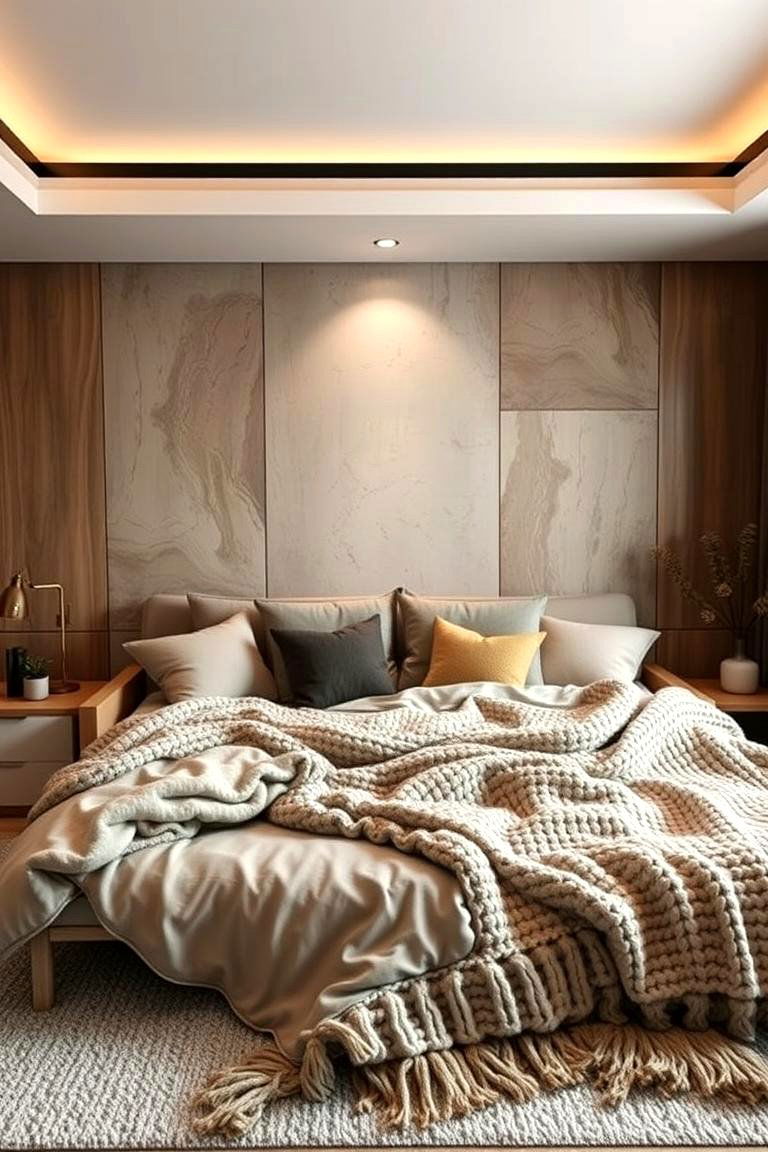 Futon with Textural Layers - 24 Futon Bedroom Ideas