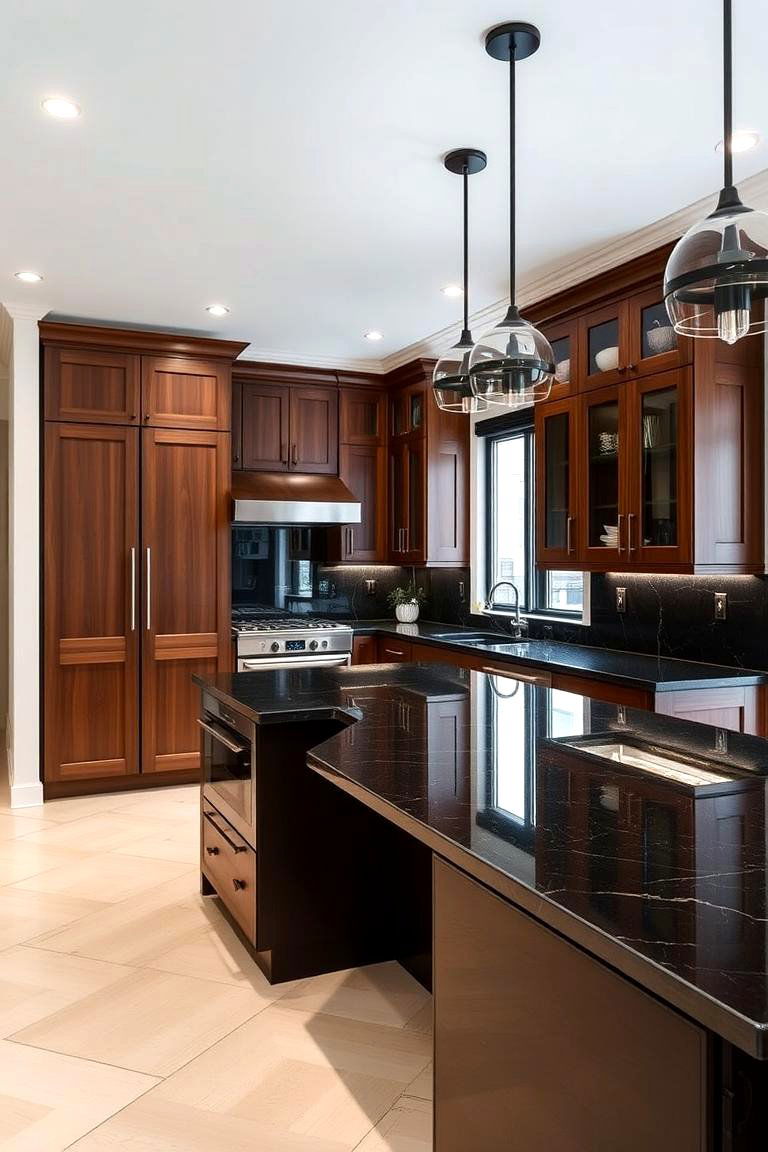 Future Forward Kitchen Design - 24 Brown Kitchen Cabinets With Black Countertops
