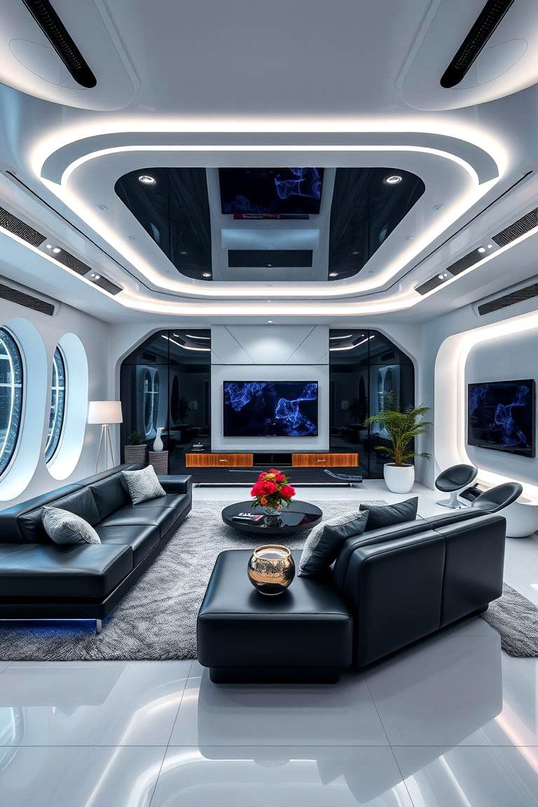 Futuristic Appeal - 24 Black Couch Living Room Ideas