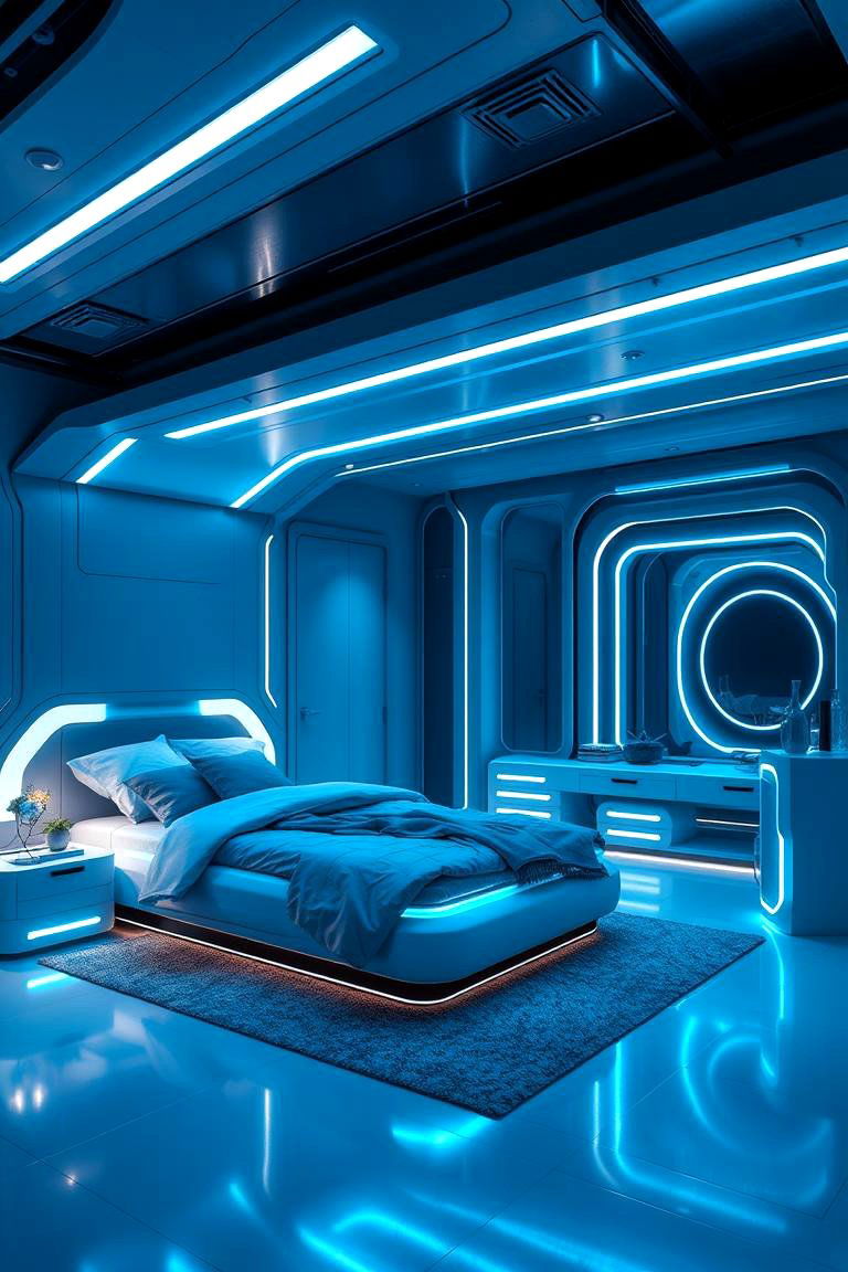 Futuristic Comfort Zone - 24 Blue and Grey Bedroom Ideas