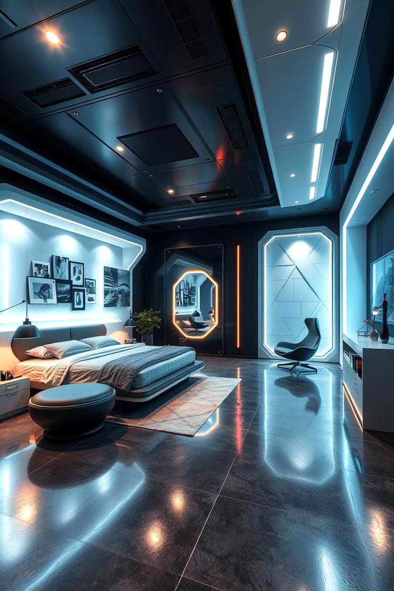 Futuristic Concrete Floor Bedroom Design - 24 Concrete Floor Bedroom Ideas