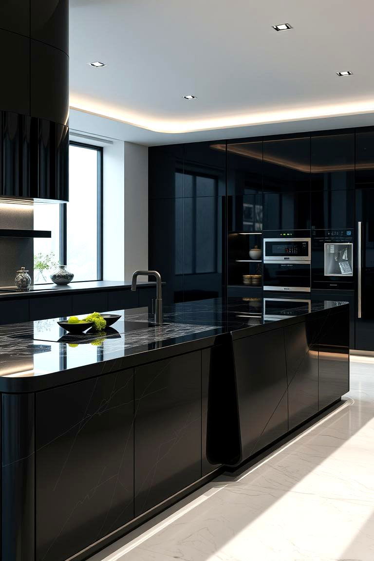 Futuristic Culinary Center - 24 Black Kitchen Islands