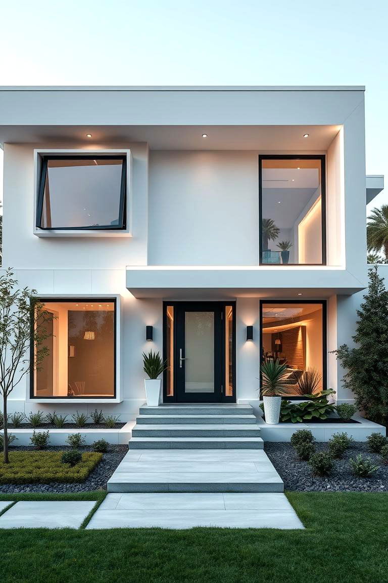 Futuristic Facade Vision - 24 Light Grey House With White Trim Design Ideas