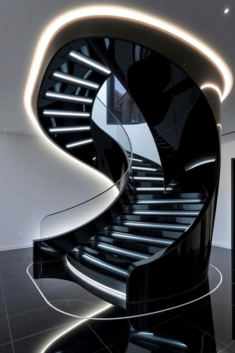 Futuristic Flair - 24 black staircase ideas
