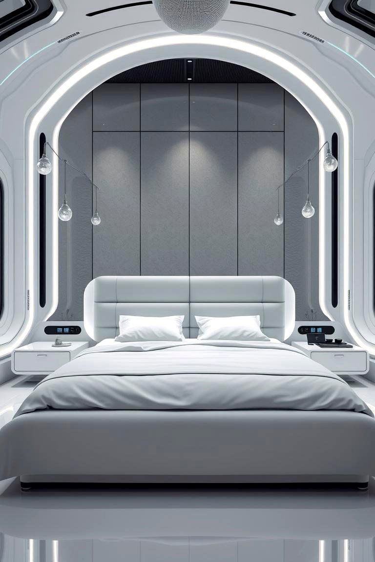 Futuristic Grey Bedroom Concept - 24 Grey Headboard Bedroom Ideas