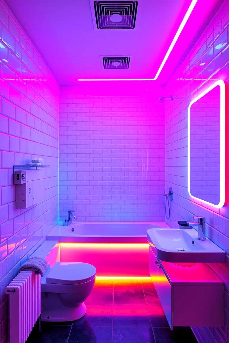 Futuristic LED Lighting - 24 Teen Bathroom Ideas