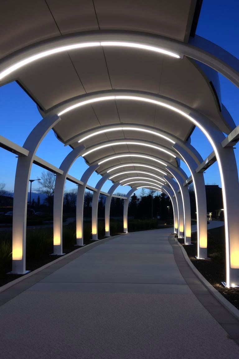 Futuristic LED Lit Covered Walkway - 24 Covered Walkway Ideas