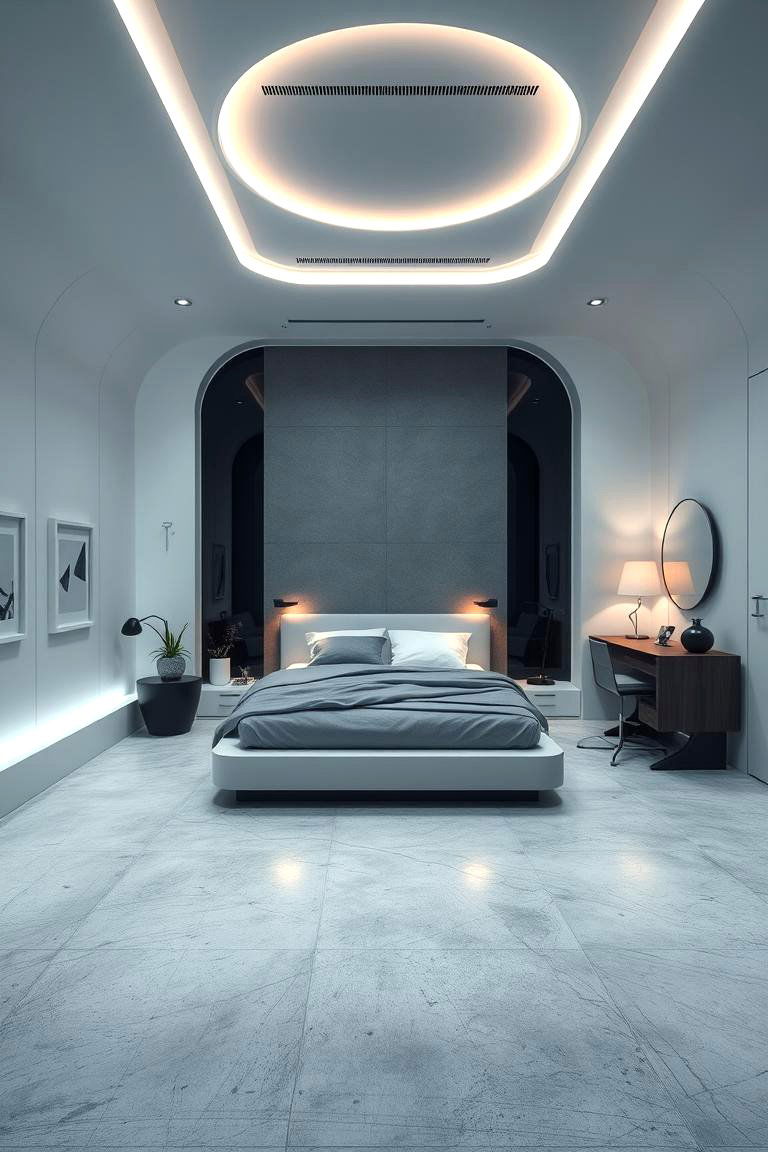 Futuristic Minimalist Concrete Floor Bedroom - 24 Concrete Floor Bedroom Ideas